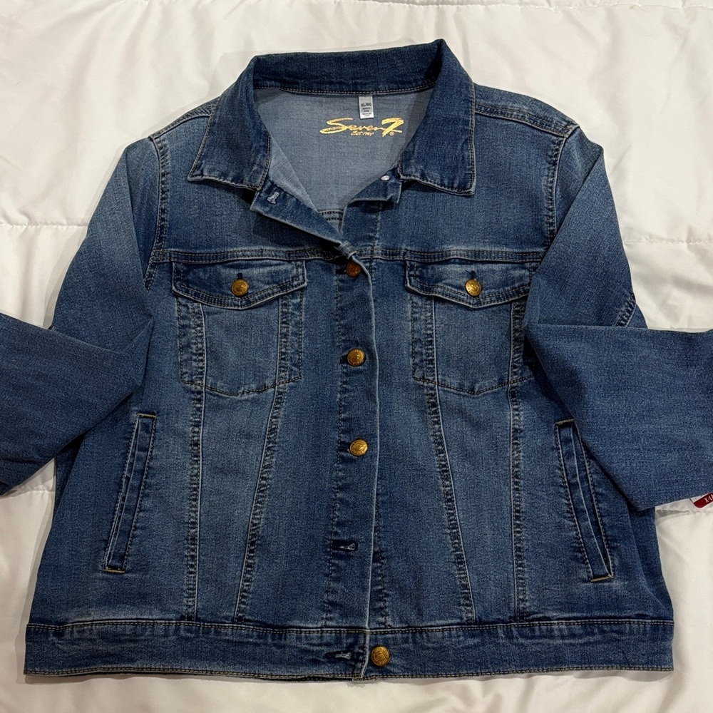 Seven7 Blue Denim Jacket with Gold Accents - Picture 3 of 3